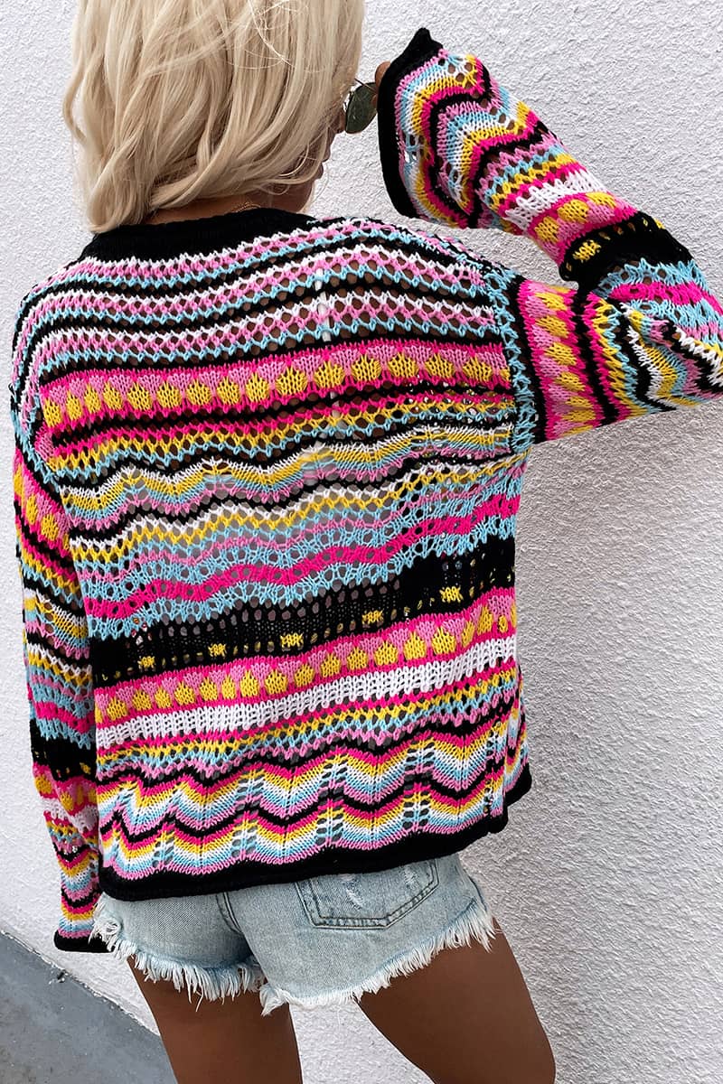 Rainbow Stripe Cardigan Sweater