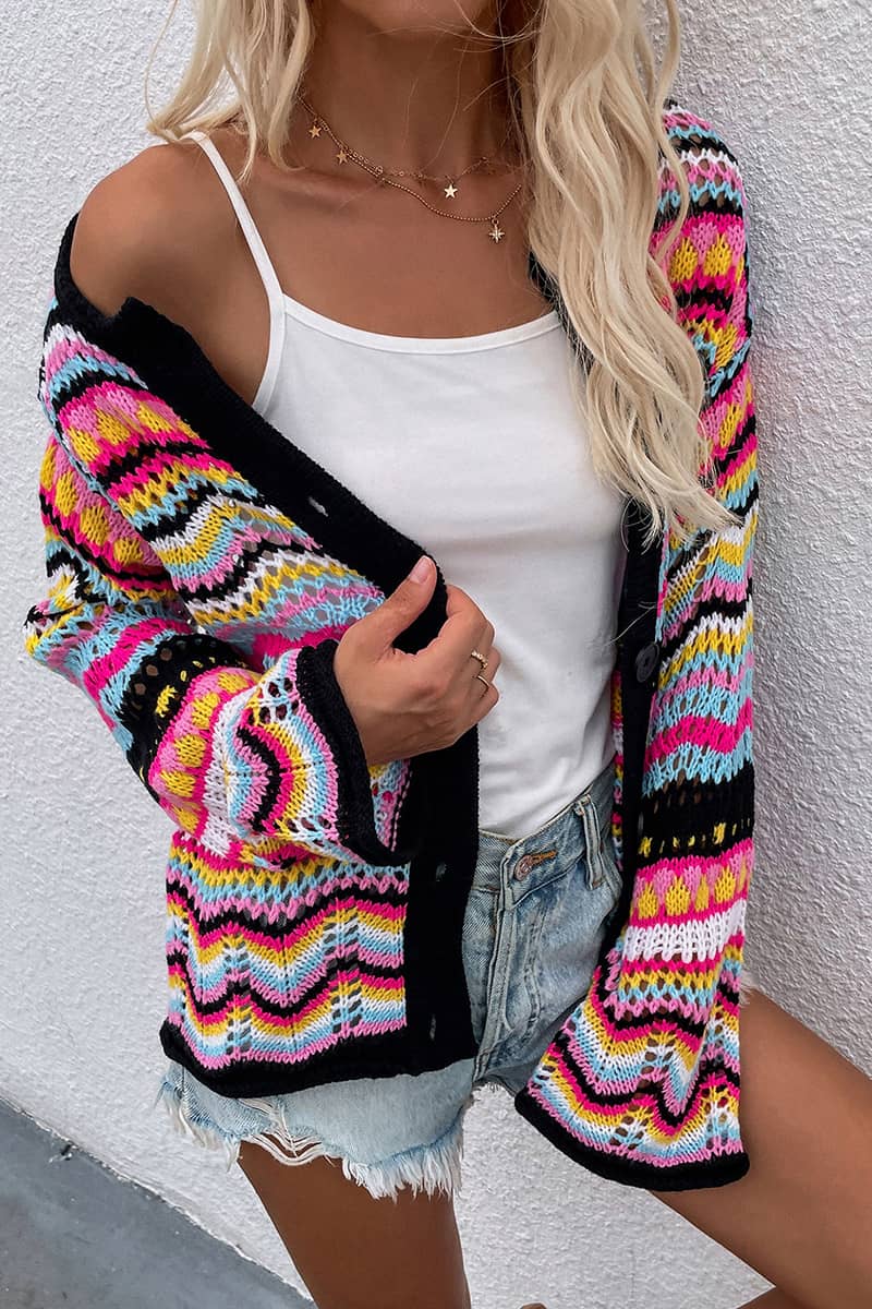 Rainbow Stripe Cardigan Sweater
