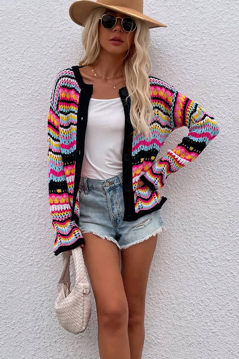 Rainbow Stripe Cardigan Sweater