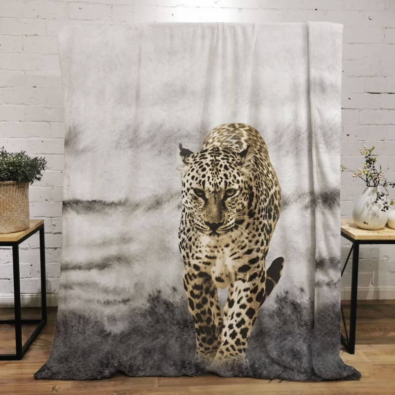 Leopard 3D digital printing flannel composite blanket A / 1.5m * 2.0m | IFAUN